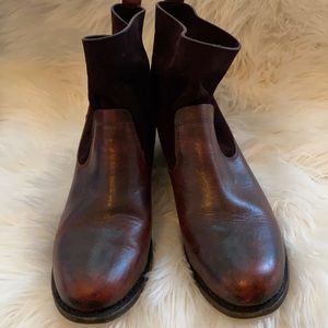 Rag & Bone leather/suede dark burgundy boots